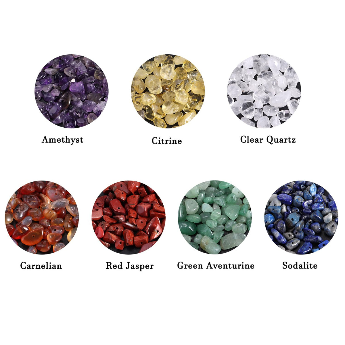 400pcs Natural Chip Stone Beads 7 Chakra Color 5-8mm Irregular Gemstones Healing Crystal Drilled DIY Loose Rocks Bead Crystal for Bracelet Necklace Jewelry Making Crafting