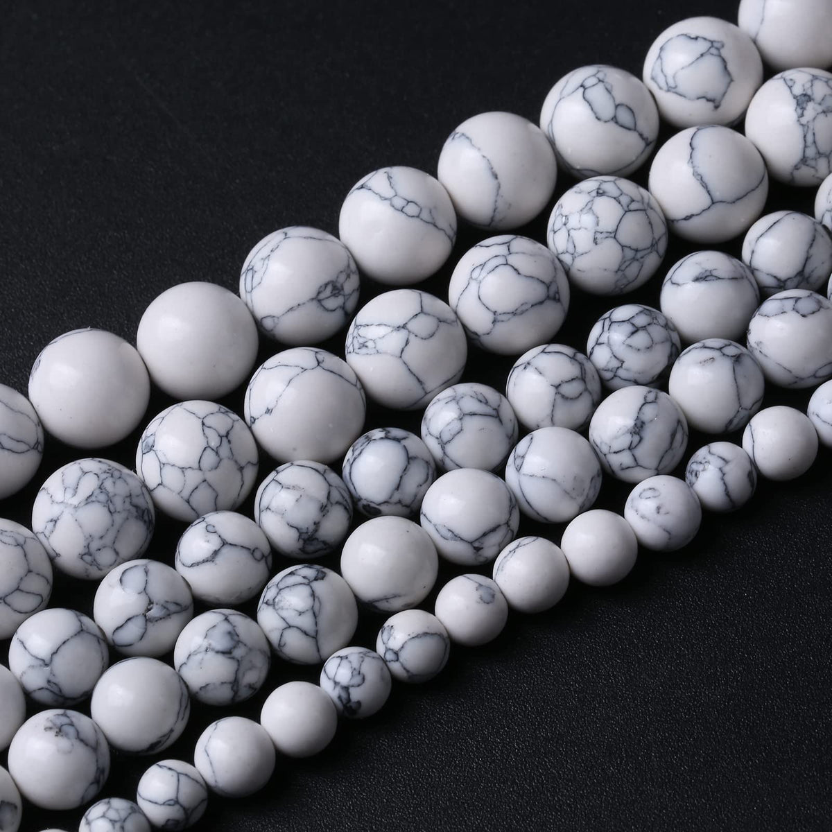 38pcs 10mm Natural Stone Beads White Turquoise Gemstone Round Loose Beads for Jewelry Making Crystal Energy Stone Healing Power DIY Bracelets (10mm, White Turquoise)
