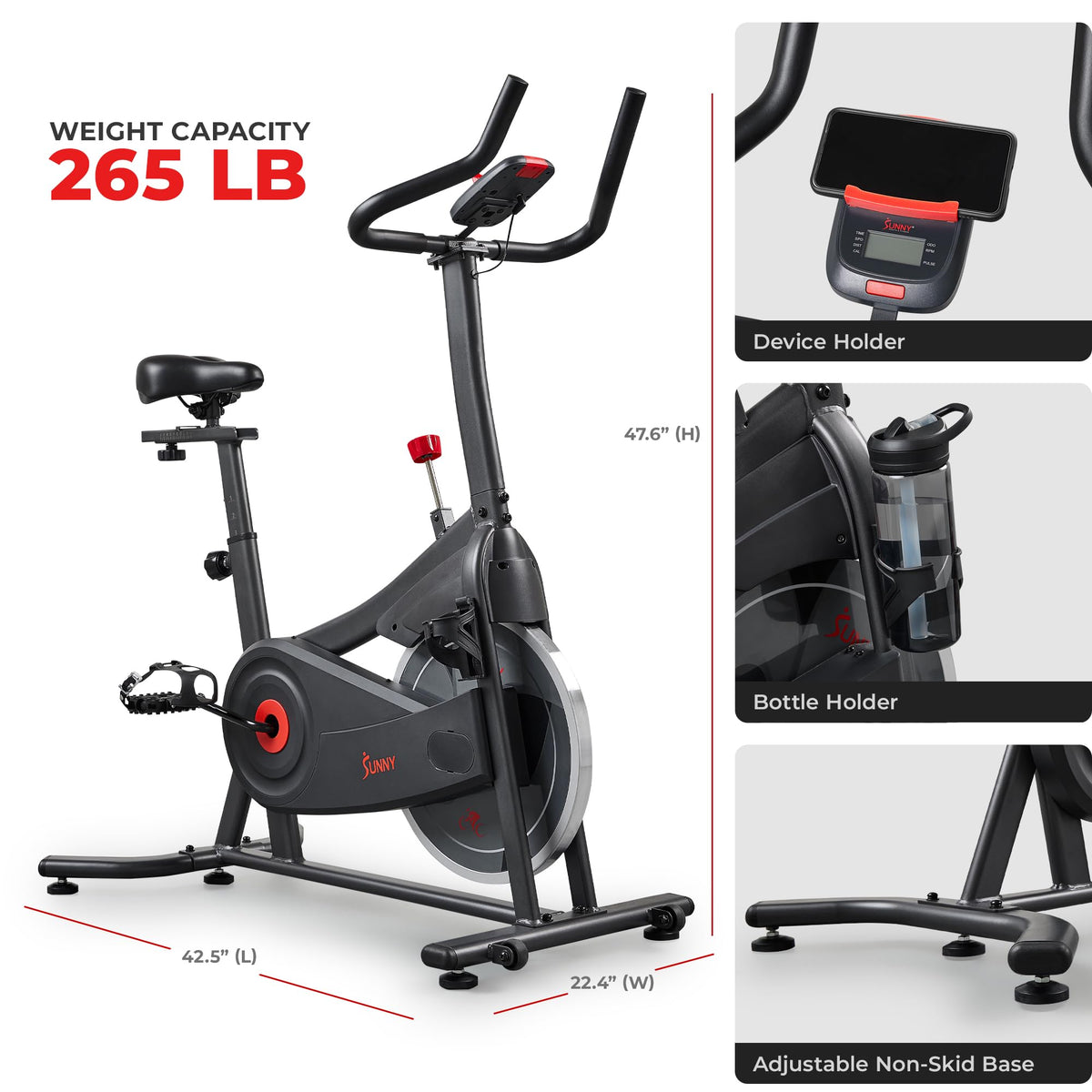 Sunny Health & Fitness ACTIVE Smart Cycling Exercise Bike, Magnetic Resistance Plus 4-Way Adjustable Cushion Seat, Home Stationary Training Equipment, Free SunnyFit App Bluetooth Link – SF-B124066