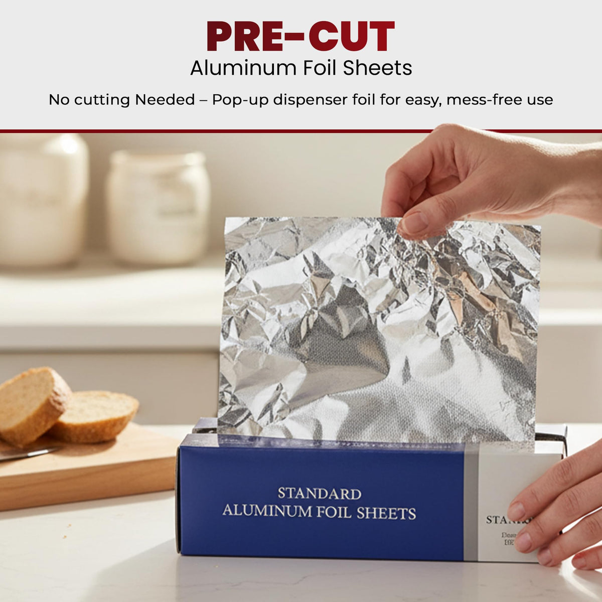 DHG PROFESSIONAL Aluminum Foil Sheets, 500 Count – 9" x 10.75" Pre-Cut Pop-Up Dispenser for Food Wrap, Sandwich Wrap, Hair Foils, Food Storage, Baking, Catering, Restaurant, Salon Use