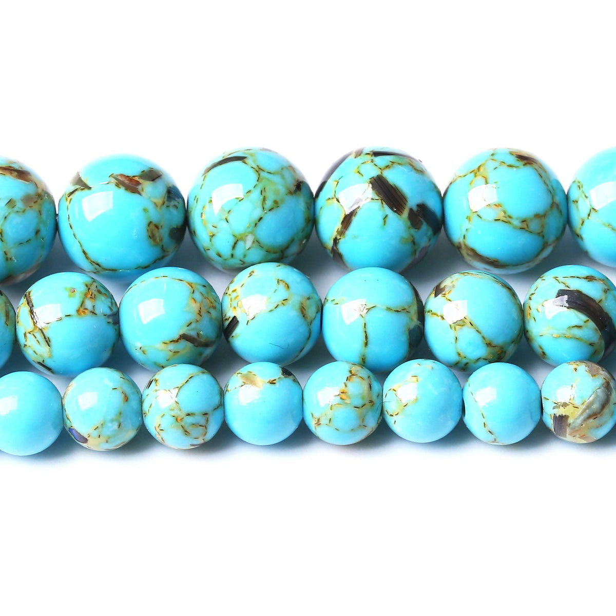45PCS 8MM Beads - Shell Turquoise & Mother-of-Pearl Round Loose Natural Gem Beads for Jewelry Making - 15