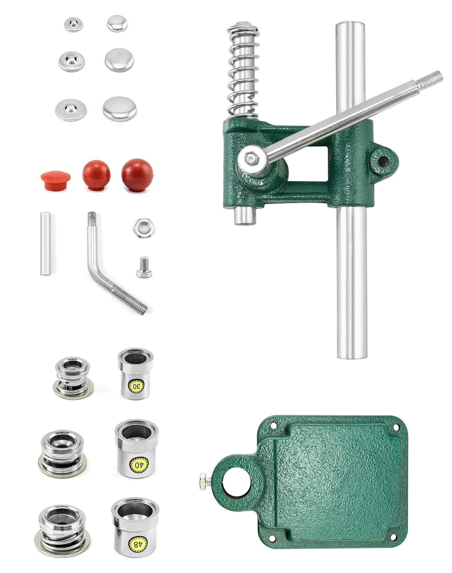 QWORK Fabric Button Maker Kit with 3 Die Sizes – Adjustable Press Tool for Sewing, DIY, Upholstery, 11/16", 1", 1-3/16" Dies