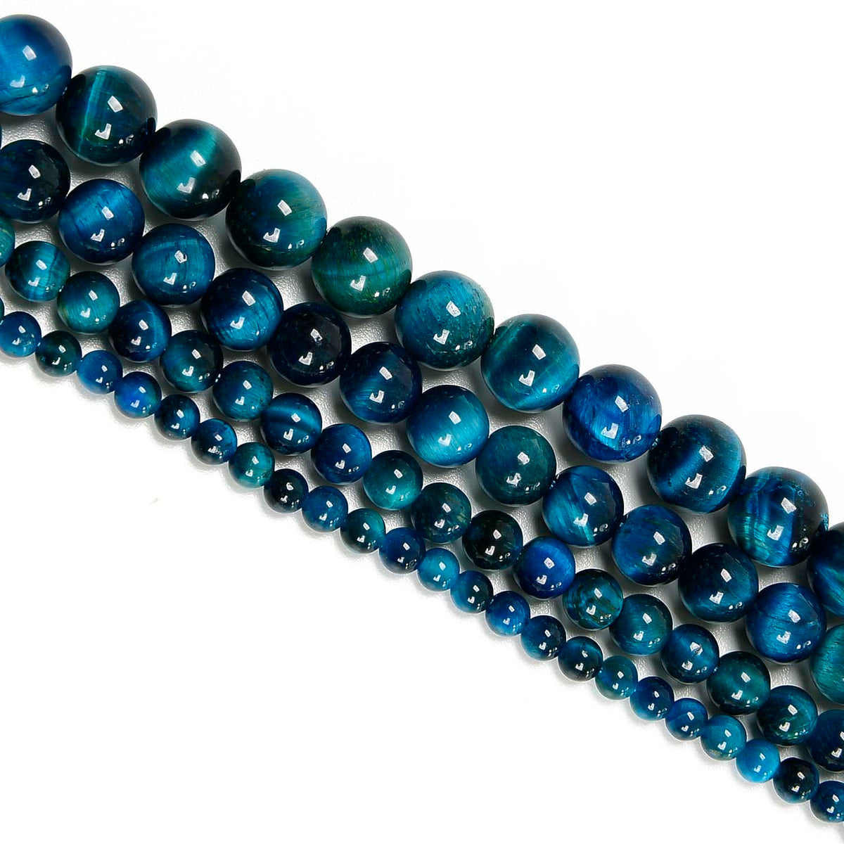 NCB 100pcs Original Natural Stone Beads Gemstone Round Loose Beads 6mm 8mm 10mm (Aquamarine Tiger's Eye, 6mm 100Beads)