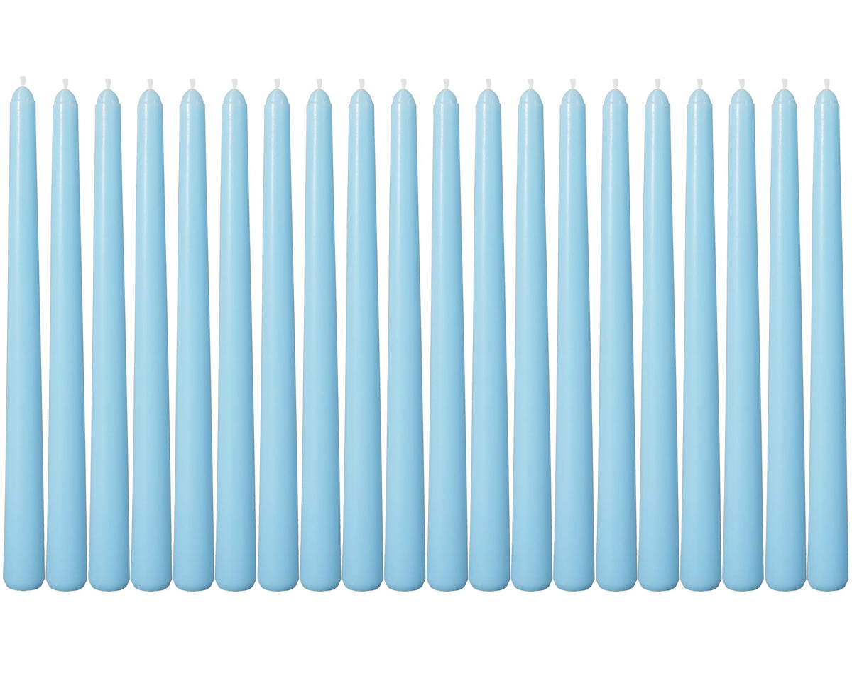 Viyffo Taper Candles, 10 Inch, 20 Pack, Sky Blue – Unscented, Dripless & Smokeless Design, Up to 8 Hour Burn – Long Tall Taper Candlesticks for Wedding, Dinner & Home Decor