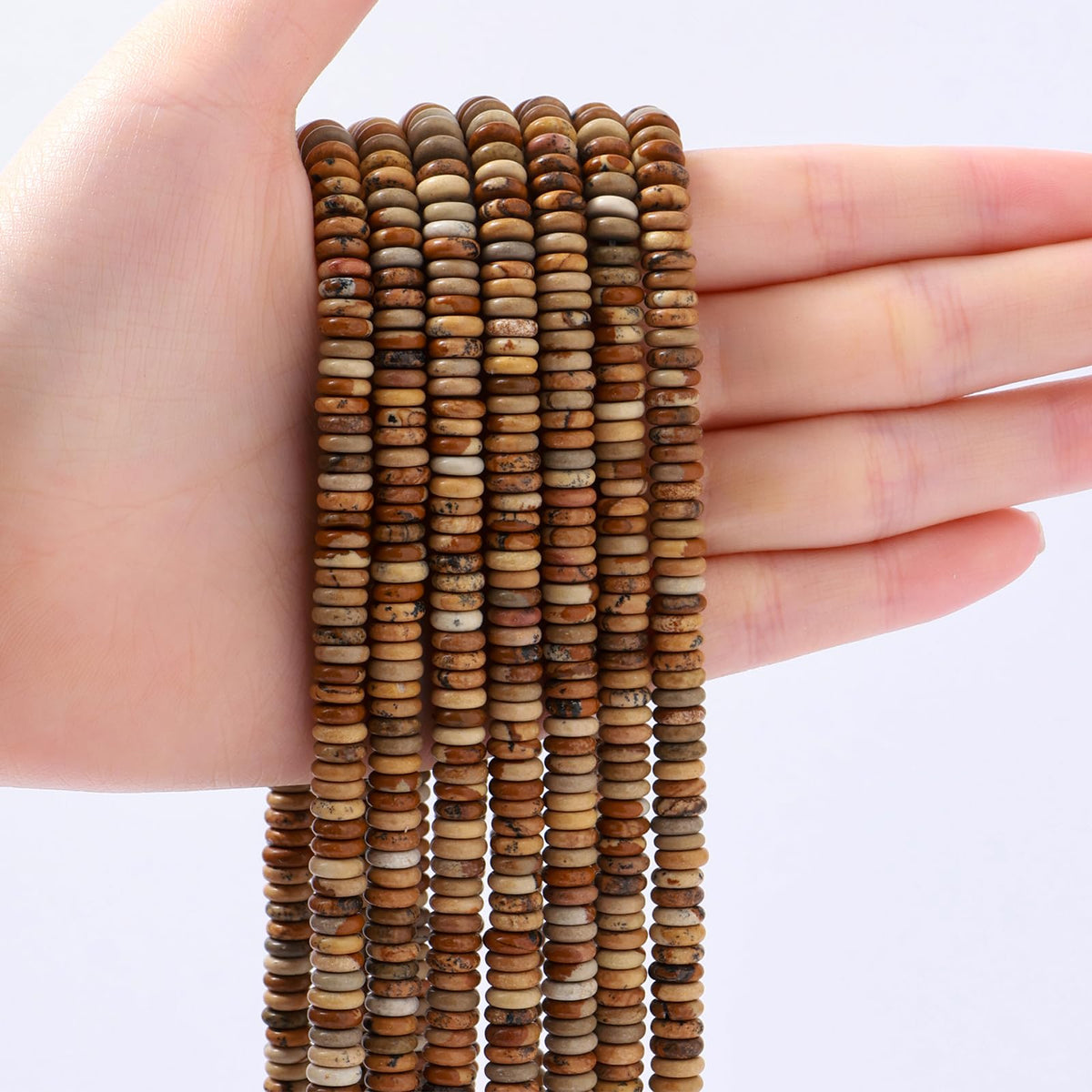 Natural Blown Picture Disk Stone Spacer Beads 6x2mm 38cm/str Flat Rondelle Loose Semi Gemstone Caps for Making Bracelets Necklace