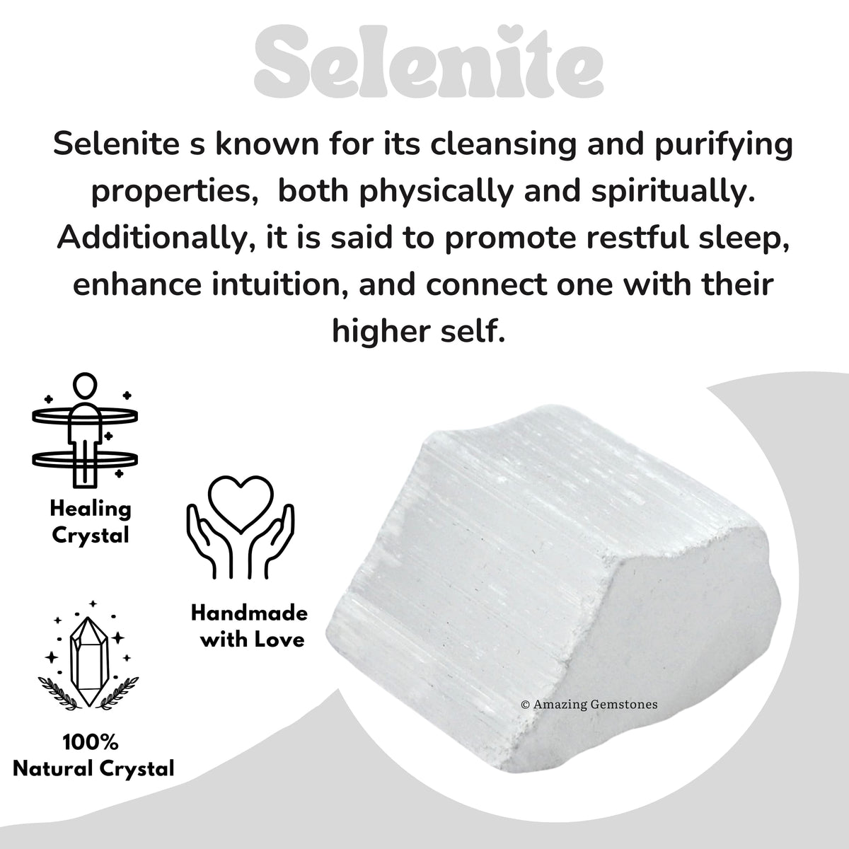Amazing Gemstone Selenite Raw Crystals and Healing Stones, Natural Rocks For Tumbling - DIY Raw Stones And Crystals (1 Piece)