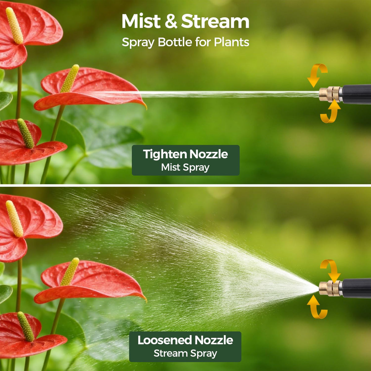 T4U 1/2 Gallon Pump Sprayer with Flexible Adjustable Nozzle, PP Hand Pump Pressure Sprayer with Built-in Measuring Cup for Home Garden Plant Care and Household Cleaning, Indoor & Outdoor Use