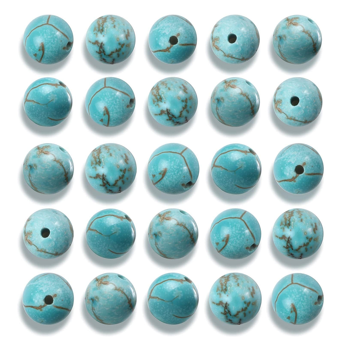 NITOPUPU 200Pcs 4mm Natural Smooth Turquoise Gemstone Beads Round Loose Stone Beads for Jewerly Making with Crystal Stretch Cord