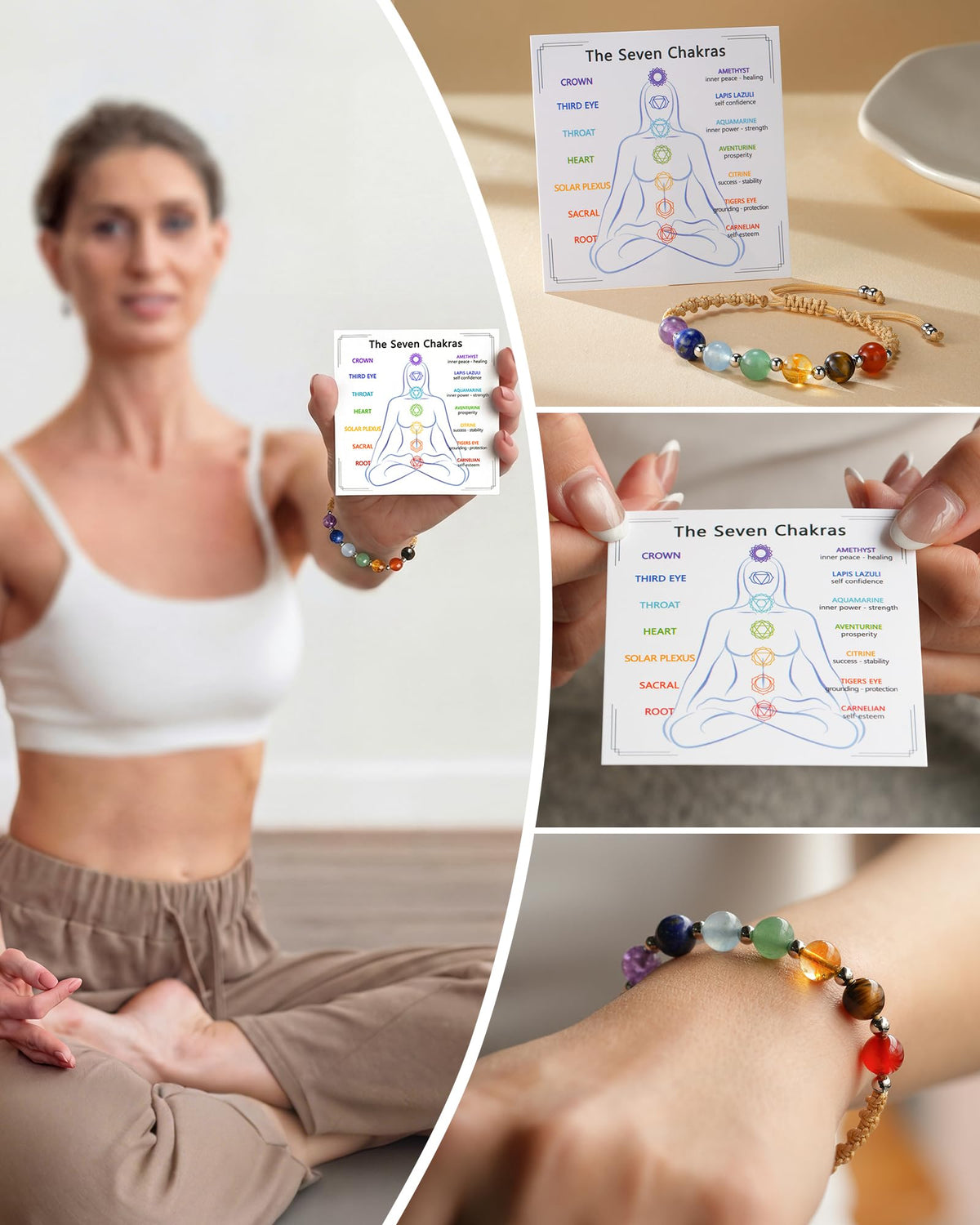 KOXMOON Chakra Bracelets for Women Crystals and Healing Stones Crystal Bracelet for Women Healing Crystals Meditation Relaxing Gifts for Womens Bracelets Anxiety Relief Items 7 Chakras