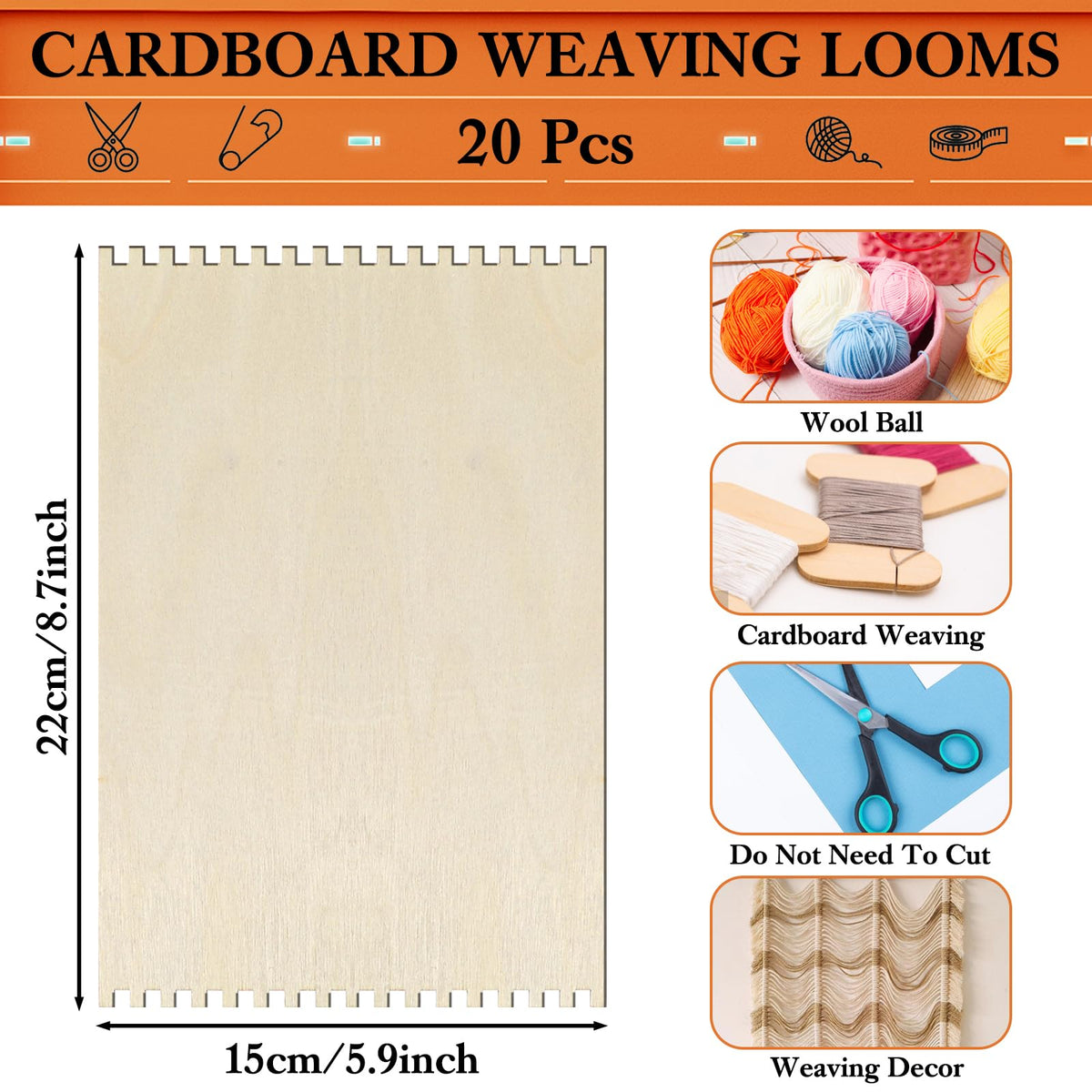 20 Pcs Beginners Wooden Loom Notched Weaving Loom Basket Weaving Tools for Kids Adult Art Craft Activity Jewelry Motor Skills Crochet Knitting Sewing Teaching Educational