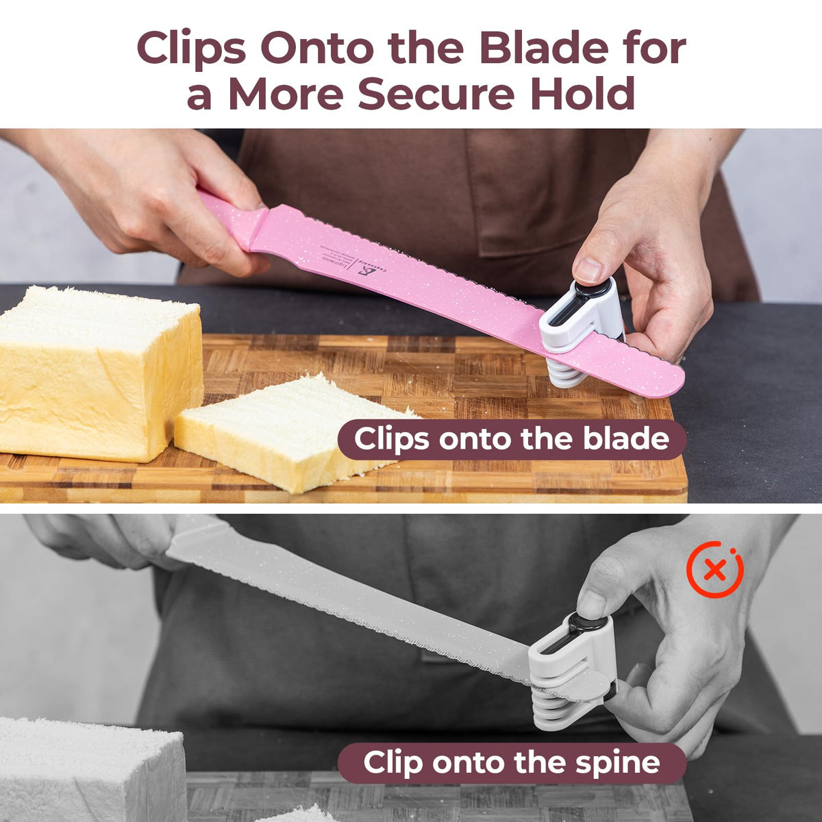 CoquusAid Upgrade Bread Knife for Homemade Bread, World‘s 1st Double Serrated Knife for Crusty Sourdough, 11.6 Inch Stainless Steel Bread Slicer, Professional Sourdough Cutter, Ideal for Gift, Pink