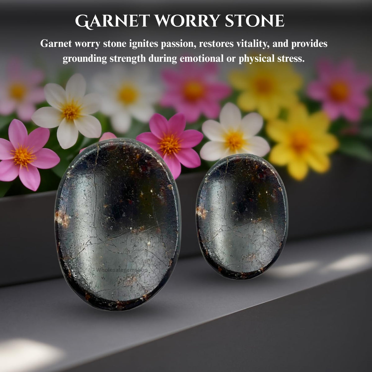 GEMSCITE Garnet Thumb Worry Stones Metaphysical Gemstone Crystal Healing Reiki Men Women Gift FENG Shui Positive Energy Love Wellness Palm Stones Wicca Powerful