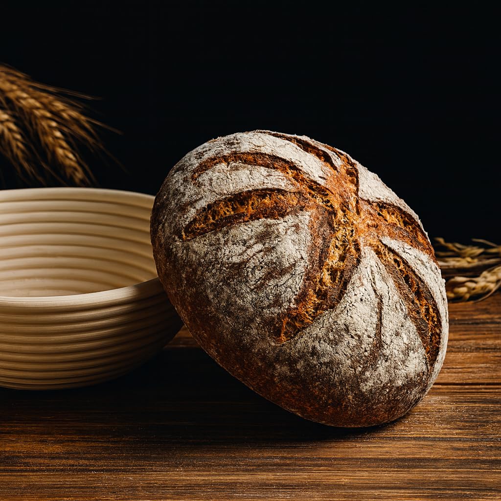 Saint Germain Bakery Premium Round Bread Banneton Basket with Liner (Set of 2 9" Round Baskets)