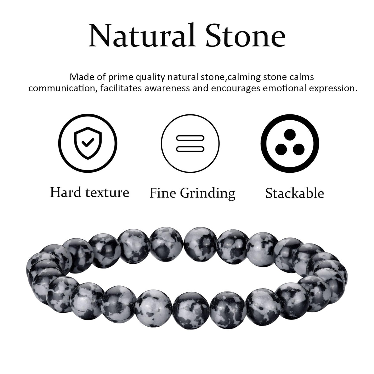RANKEEF Mens Bracelets 8MM Natural Stone Beads Bracelet Set Stretch Adjustable Beaded Bracelets for Men