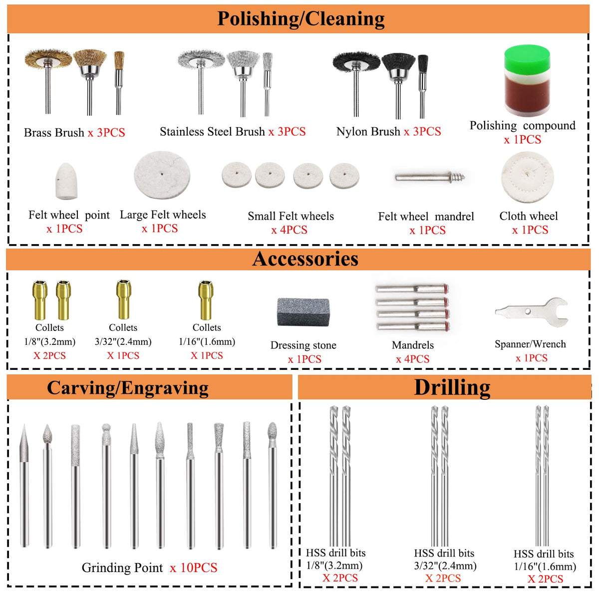 Sunxeke 318PCS Rotary Tool Accessory Kit with Sanding Drum,1/8inch Shank Universal Fit for Most Rotary Tools,Bits for Sanding, Polishing, Cutting,Drilling,Engraving,Grinding,Woodworking,DIY
