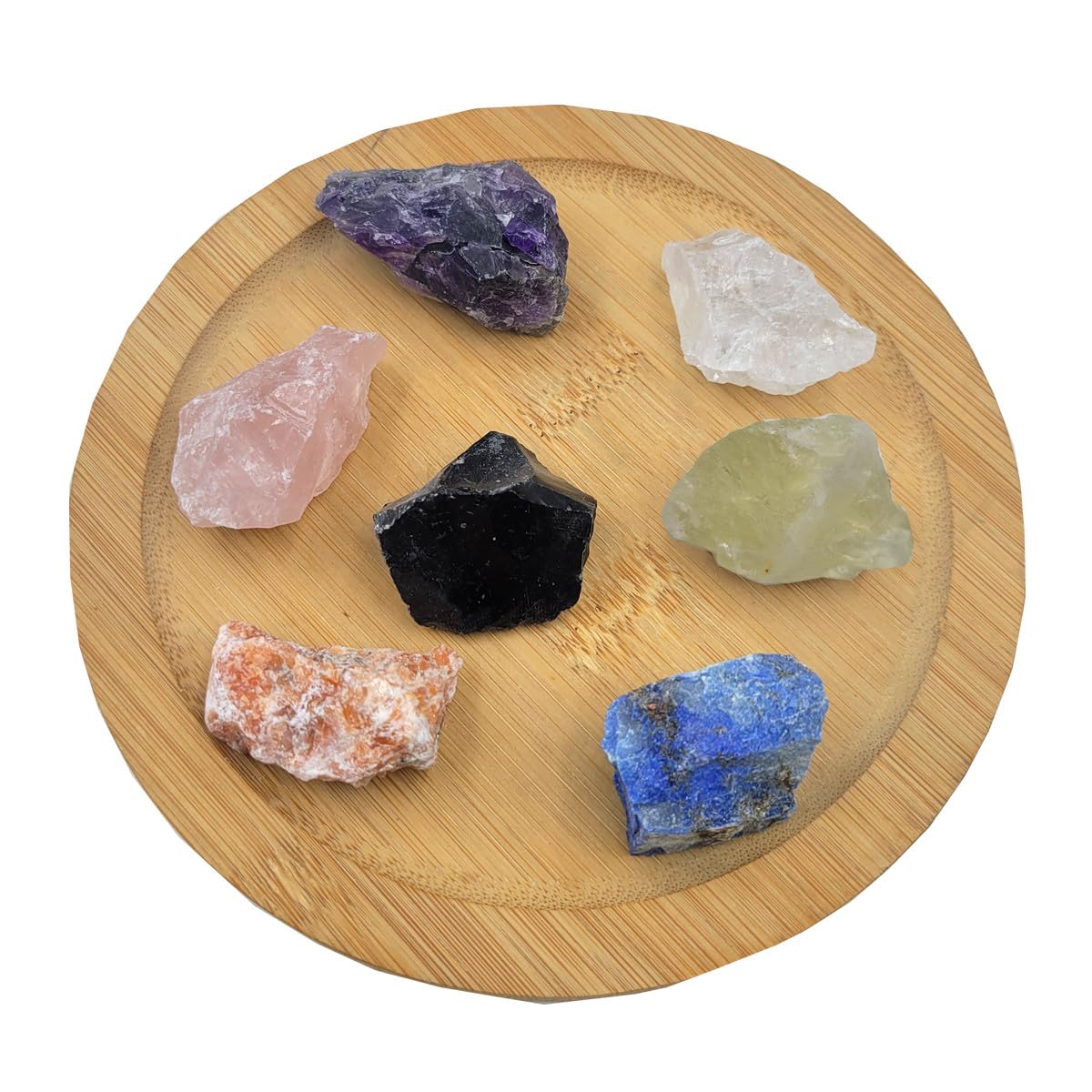 7Pcs Energy Crystals for Beginners Raw Crystals Set of Clear Quartz,Lapis Lazuli,Sunstone,Amazonite,Black Obsidian,Amethyst,Citrine,Rose Quartz (Crystals for Beginners)