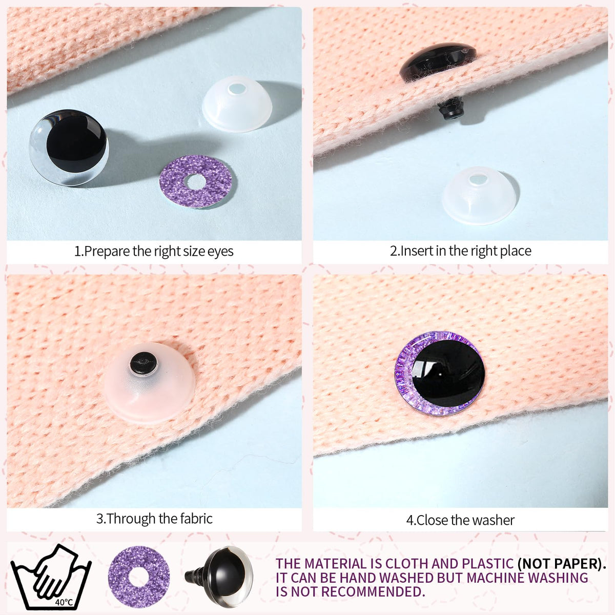 MUCUNNIA 160 pcs Safety Eyes for Crocheting 12-35mm 3D Moon Safety Eyes and Noses for Amigurumi with Washers Large Plastic Crochet Eyes Doll Craft Eyes for Plush Stuffed Animals Toy Making Supplies