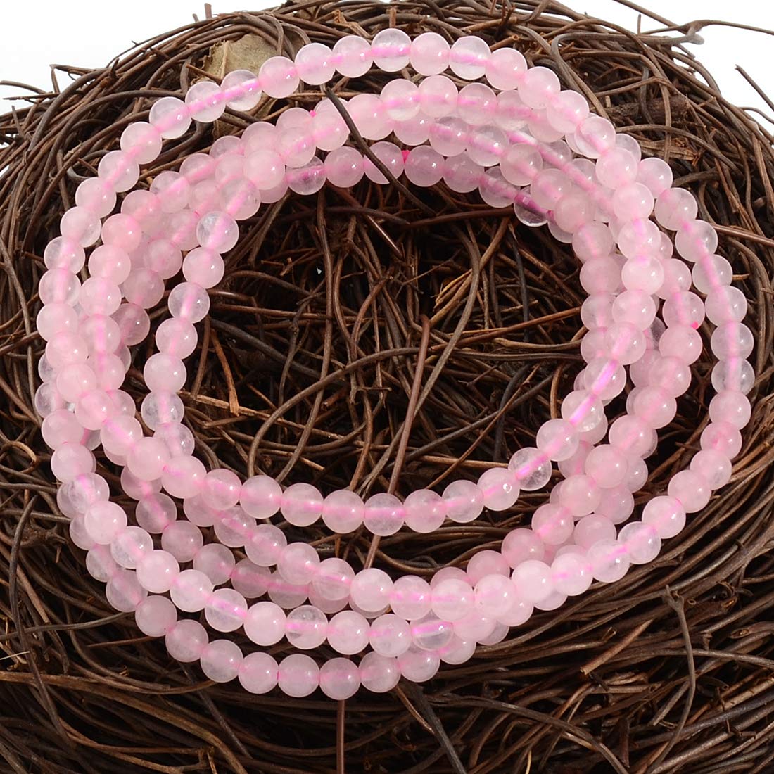 MASSIVE BEADS Rose Quartz - Love and Courage - Handmade Yoga Stretch Elastic Bracelet Natural Stone Crystal Healing Power Energy Gifts for Unisex Adult 4mm