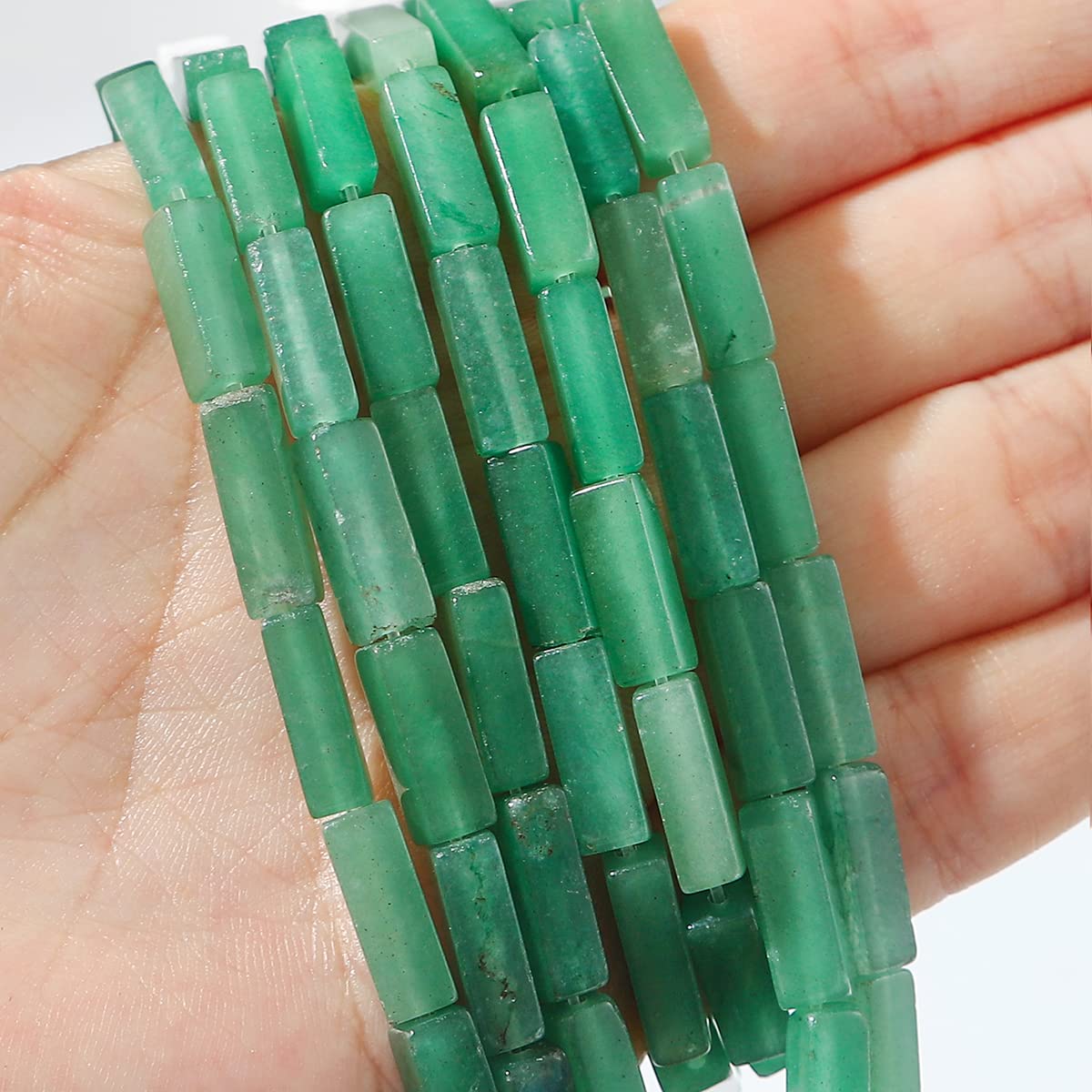 BEADIA Natural Green Aventurine Tube Beads 13x4mm 30pcs Rectangle Loose Semi Gemstone Beads for Jewelry Making Design