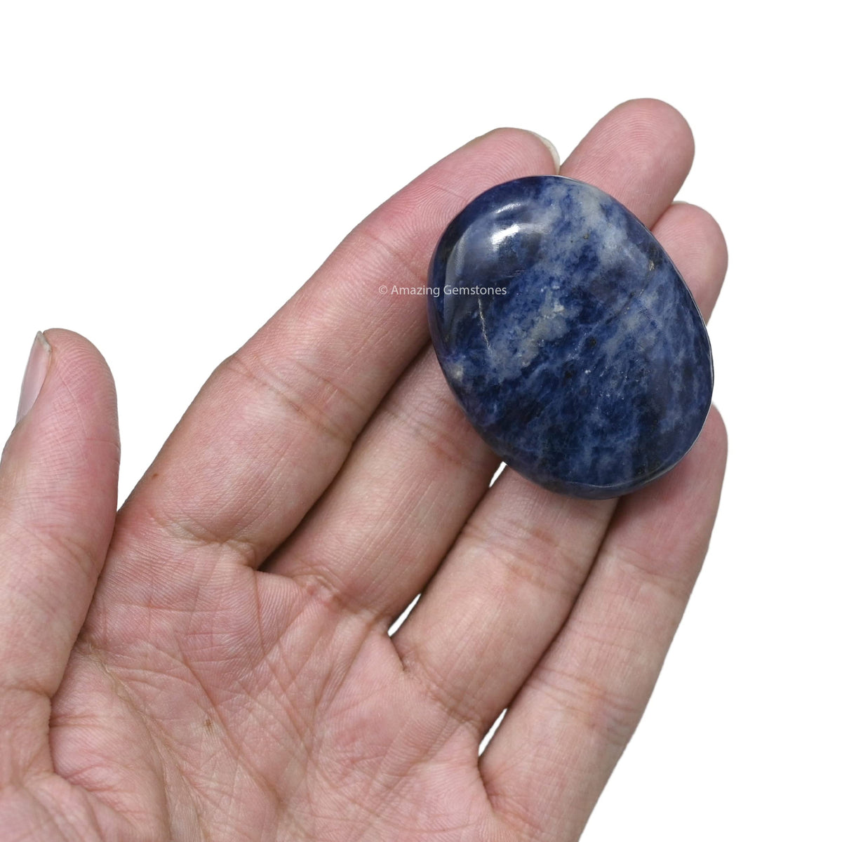 Amazing Gemstone Sodalite Crystals and Healing Stones - Large Palm Stone Crystals Piedra - Crystal for Good Luck, Balanced Positive Energy, Meditation - Unique Stocking Stuffers Gifts for Women, Men