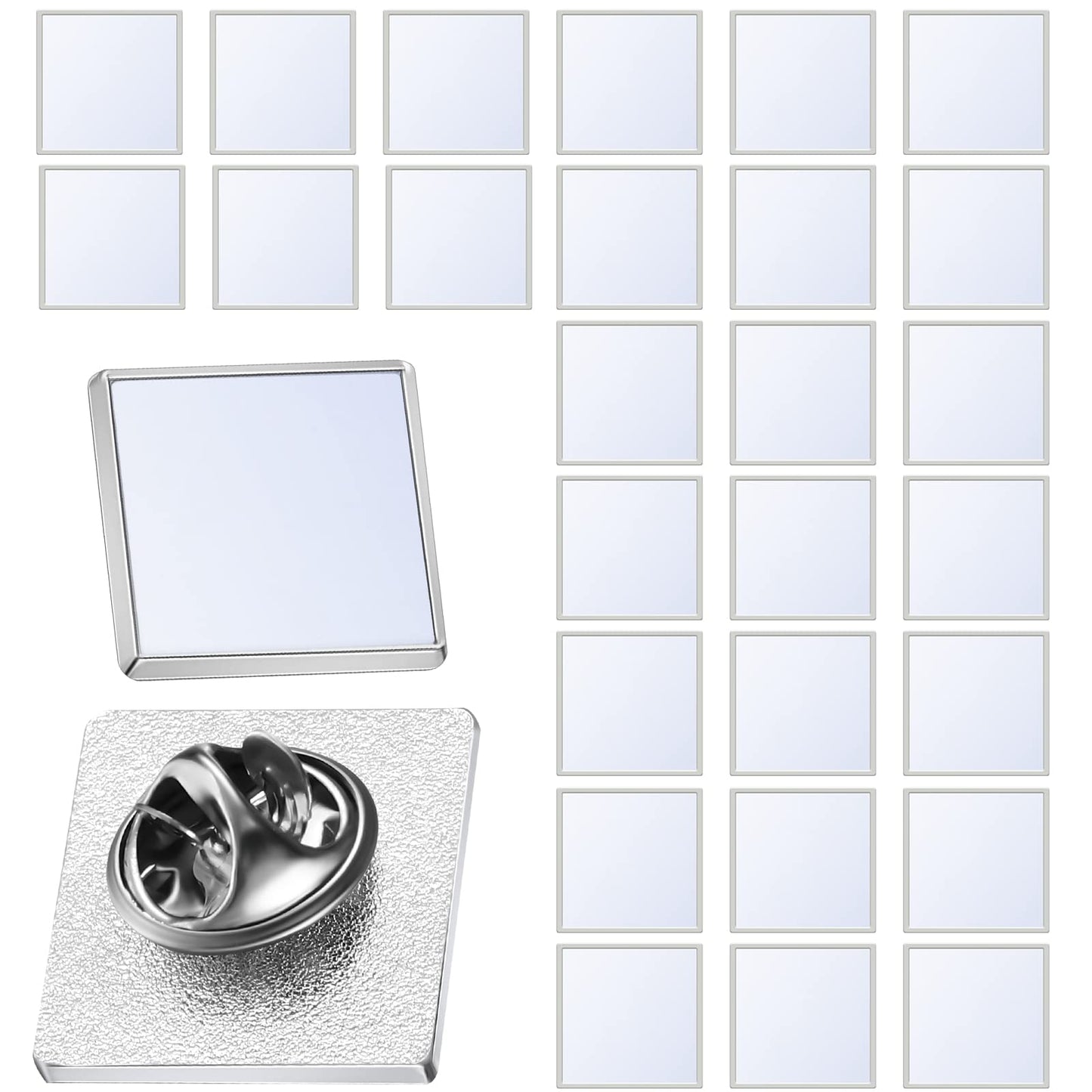 30 Pcs Sublimation Button Blank Pins, 0.75 Inch Square Sublimation Blanks Lapel Pins Heat Transfer Aluminum Badge for DIY Craft Jewelry Making Supplies Birthday Wedding Gifts