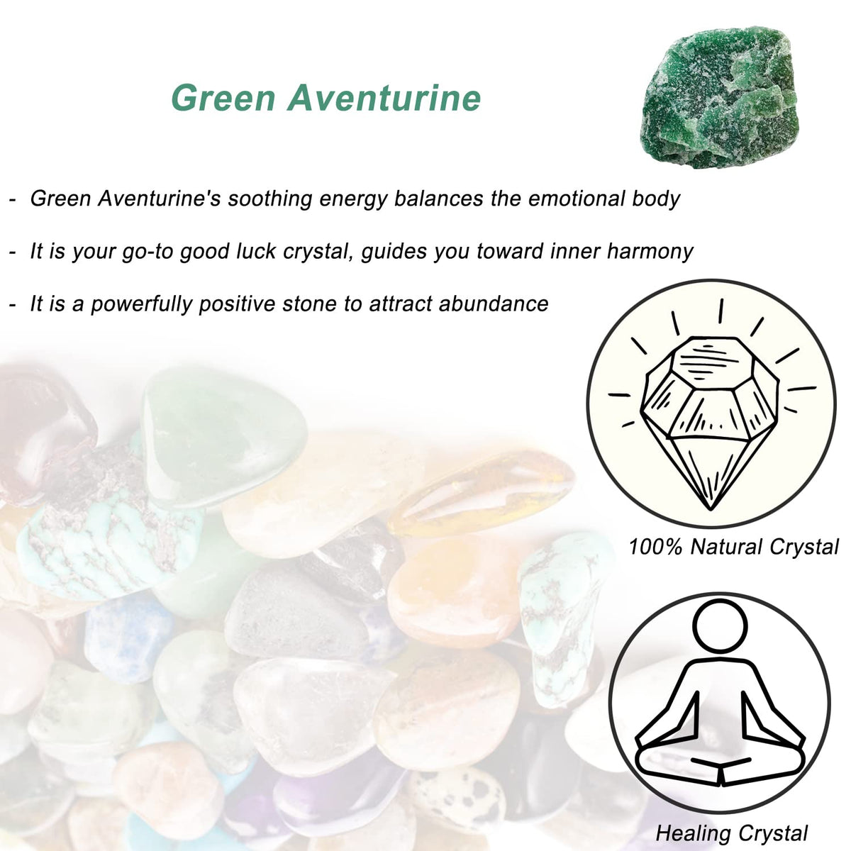 Green Aventurine Raw Crystals, Large 1.25-2.0" Healing Crystals Natural Rough Stones Crystal for Tumbling, Cabbing, Fountain Rocks, Decoration, Polishing, Wire Wrapping, Wicca & Reiki