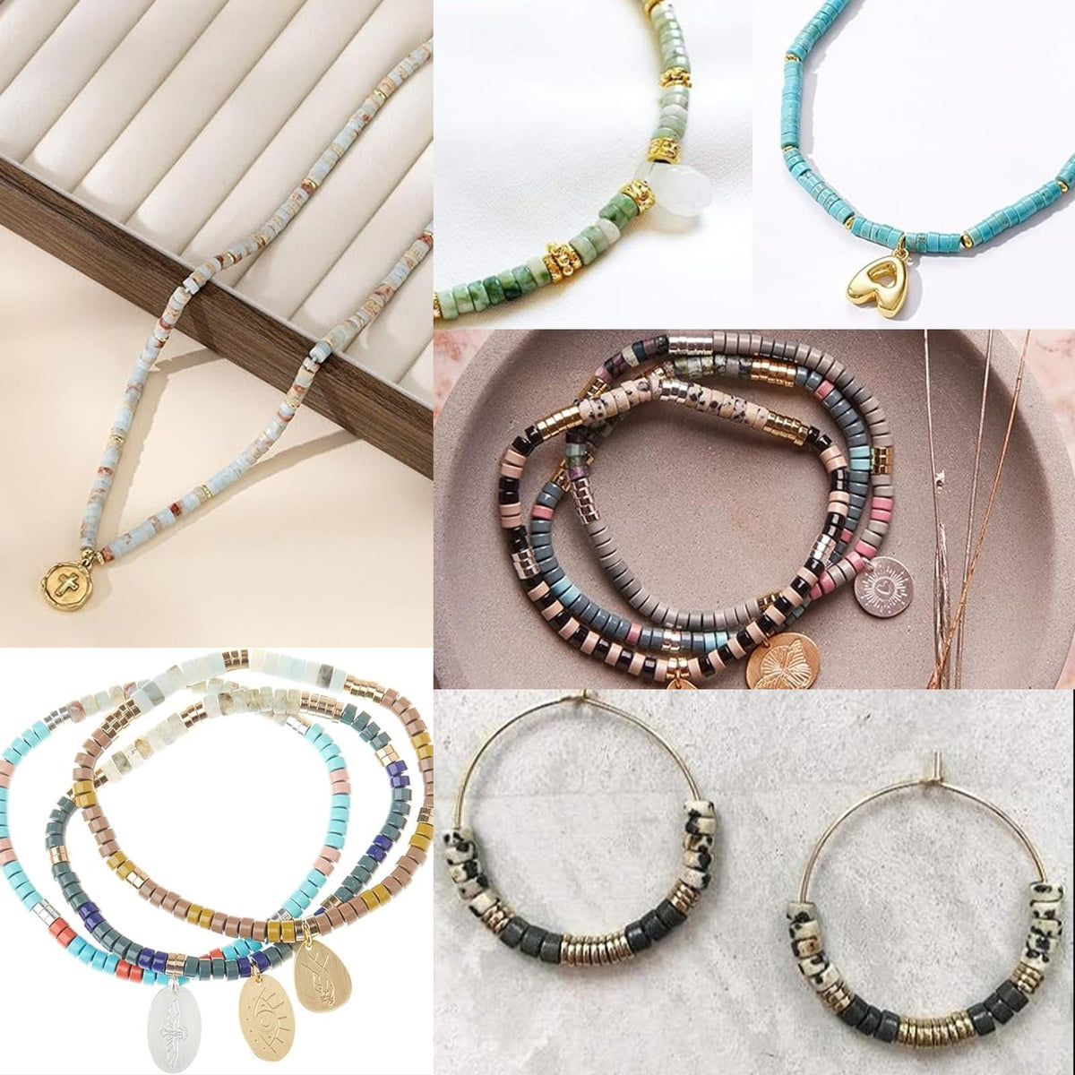 NITOPUPU 150Pcs 4×2mm Natural Taiwan Jade Spacer Stone Beads for Jewelry Making Supplies, Loose Semi Flat Round Gemstone Tube Beads for Bracelets DIY Crafts