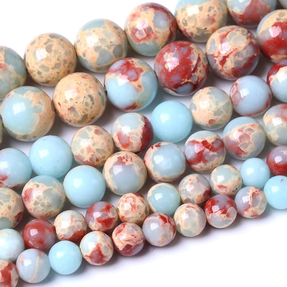 60PCS 6MM Natural Longevity Mountain Beads Round Loose Stone Beads for Jewelry Making DIY Energy Stone Healing Power Bracelet 15"