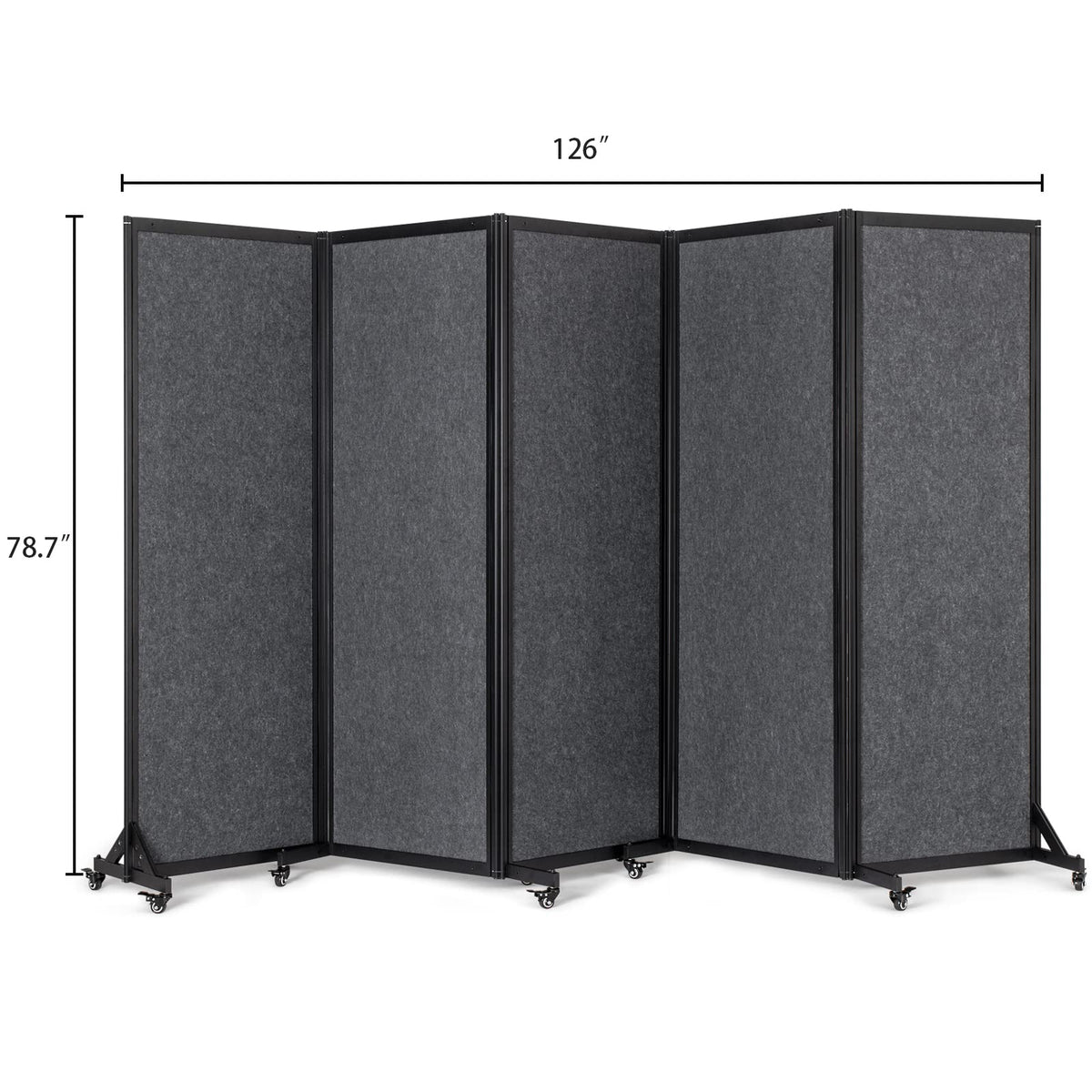 Strongbird Office Divider,Room Partition, Privacy Partition Separator,Portable Commercial Screen Dividers,Classroom School Dividers,10'6"W x 6'7"H,5 Panel,Grey