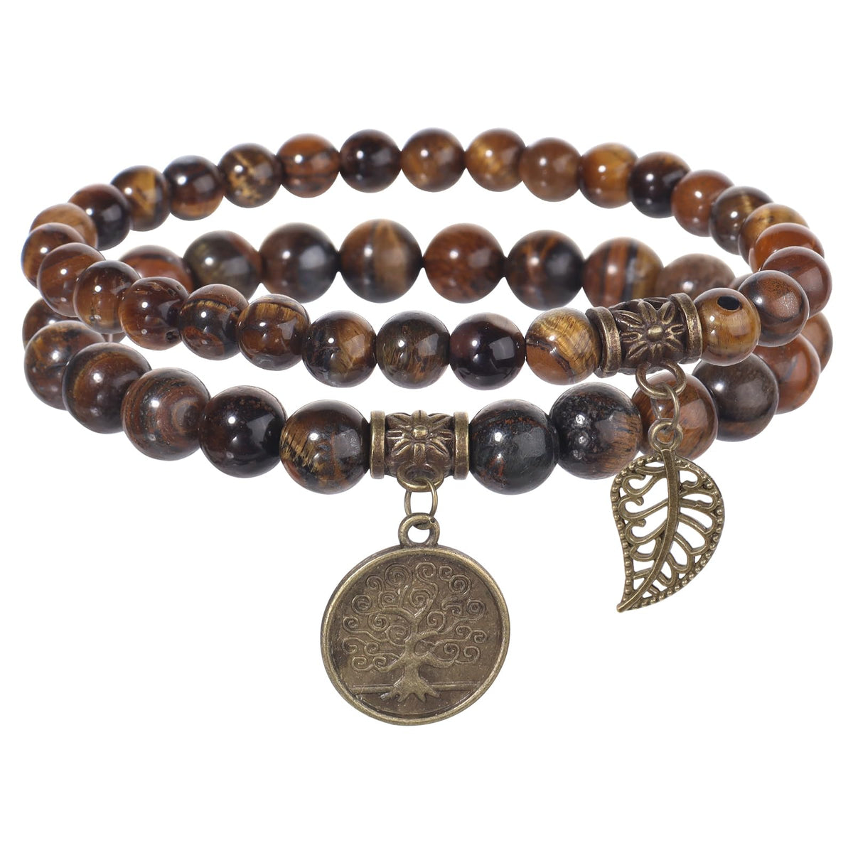BALIBALI Healing Crystal Bracelets Tree of Life Yoga Natural Stone Stretch Chakra Bracelets for Women Stress Relief (Yellow Tiger Eyes)