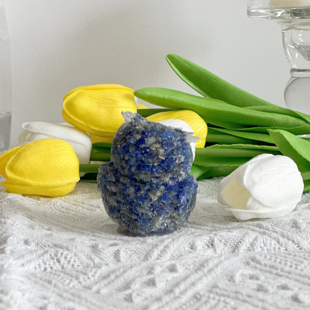 XYLIBLLA Hand-Carved Natural Crystal Owl Statue Owl Decor ，Blue Owl Figurine, Animal Figurines Desk Decor and Owl Gifts for Women（Blue Lapis Lazuli）