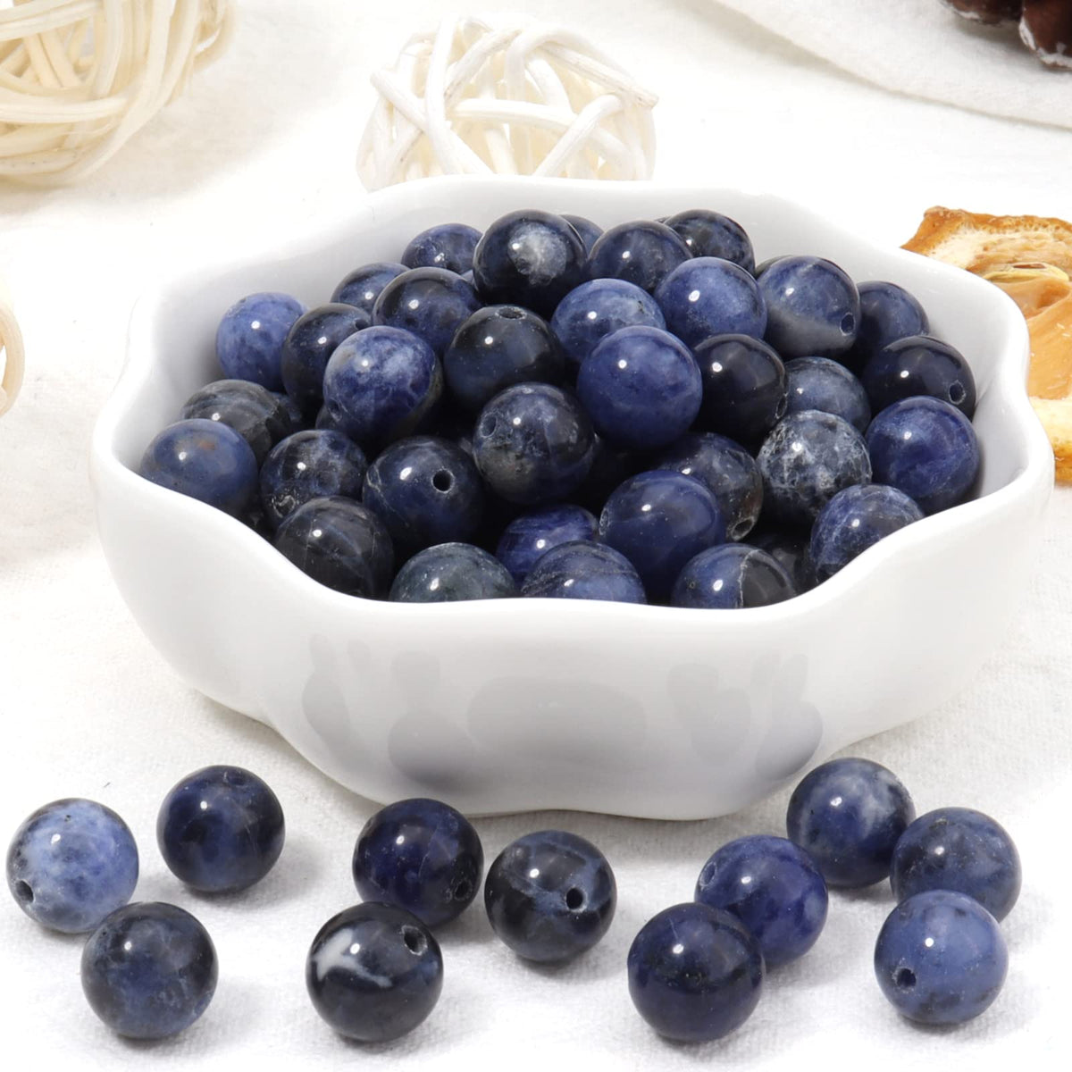 35pcs 10mm Natural Stone Beads Blue Sodalite Beads Energy Crystal Healing Power Gemstone for Jewelry Making, DIY Bracelet Necklace