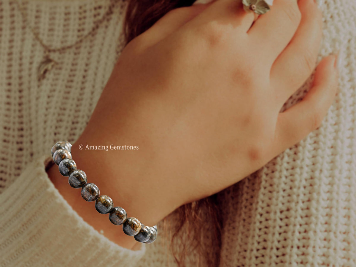 Amazing Gemstone Crystal Bracelet for Women Men's Gifts - Protection Healing Crystal Bracelet - 8mm Gemstone Beaded Stretchable Bracelet Pulseras Para Hombres Mujer Stocking Stuffers Mothers Day Gift (Bronzite)