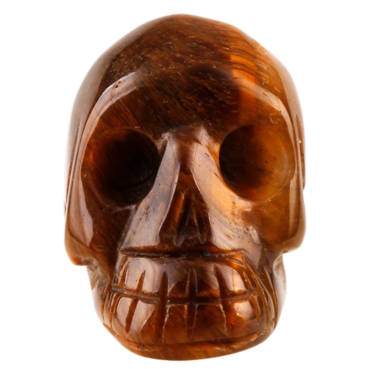 SUNYIK Yellow Tiger's Eye Stone Carving Skull Statues,Pocket Healing Figurine Sculpture 1.5"