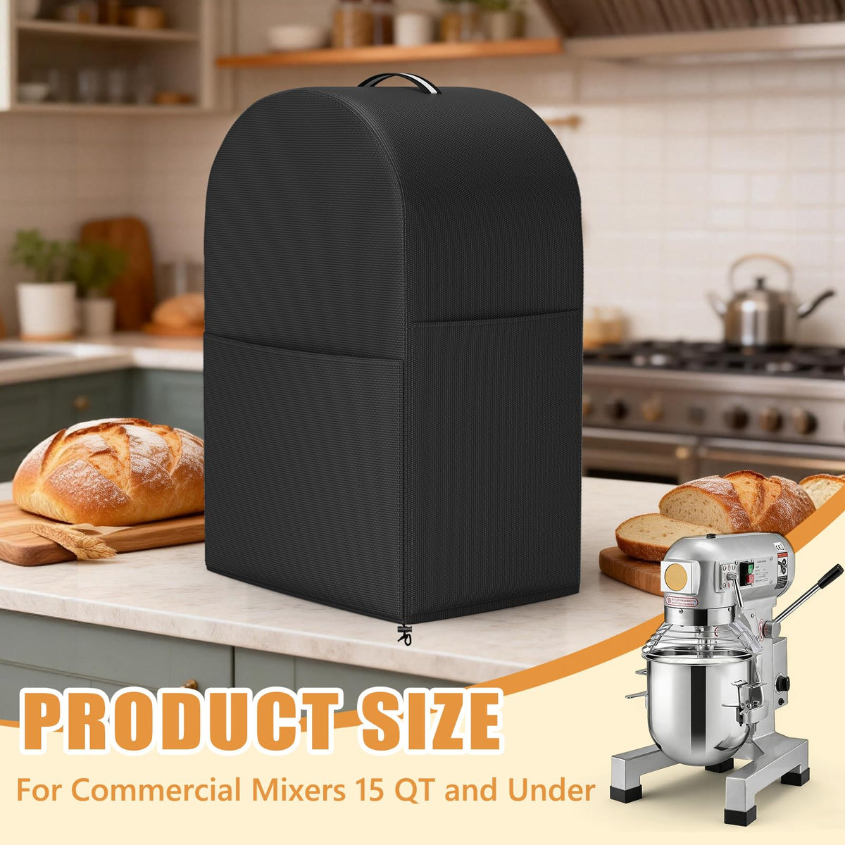 COSHNIBI Commercial Food Mixer Cover,Fits for 15QT Food Mixer,420D Waterproof & Dustproof Commercial Stand-Mixer Cover with Pocket