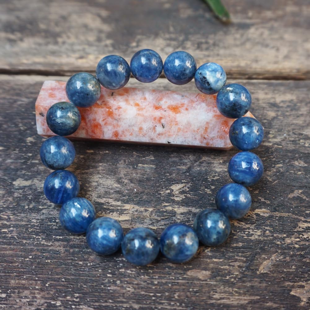 TaHLga Kyanite Bracelet 12MM for Women Men Beads | Control of Your Life - Fits for About 8" Wrist | Anxiety & Stress Relief | Absorb Negative Energy | Gift