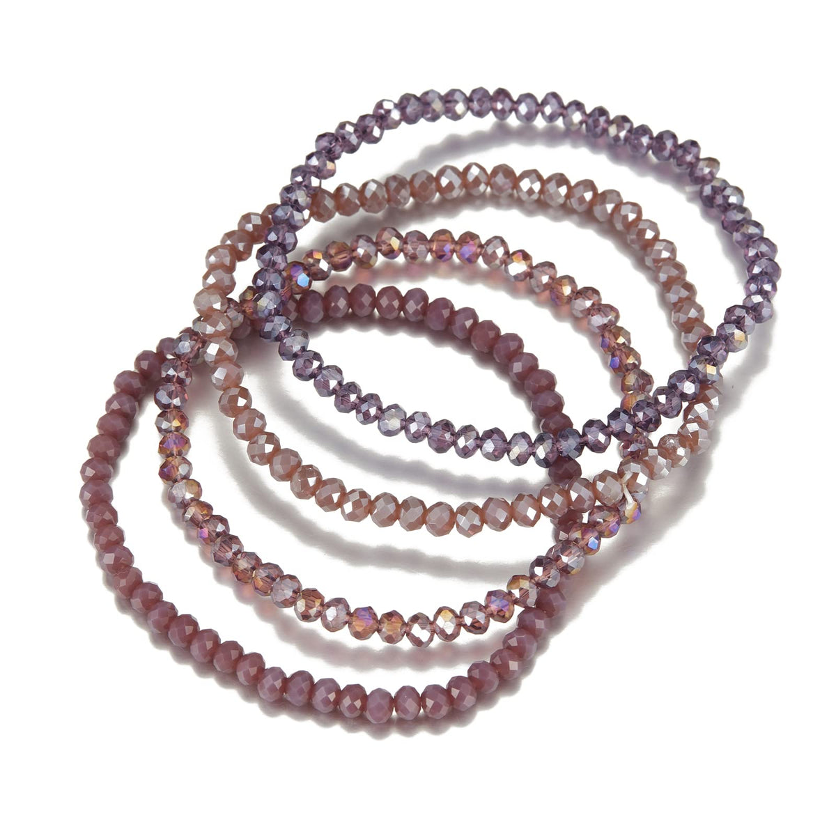 Noessla Beaded Boho Stretch Bracelet Colorful Stackable Crystal Beads Bracelets Trendy Costume Jewelry Mothers Day Gifts for Women(Purple)