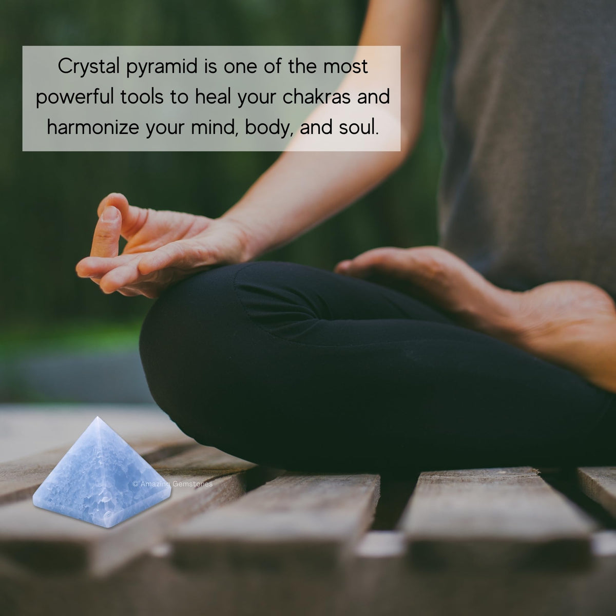 Amazing Gemstone Blue Calcite Pyramid Crystal Healing Stones - 1" Great Pyramid Figurine of Natural Stone Pyramid for Meditation, Reiki, Chakra Balancing and Crystal Pyramids Grid