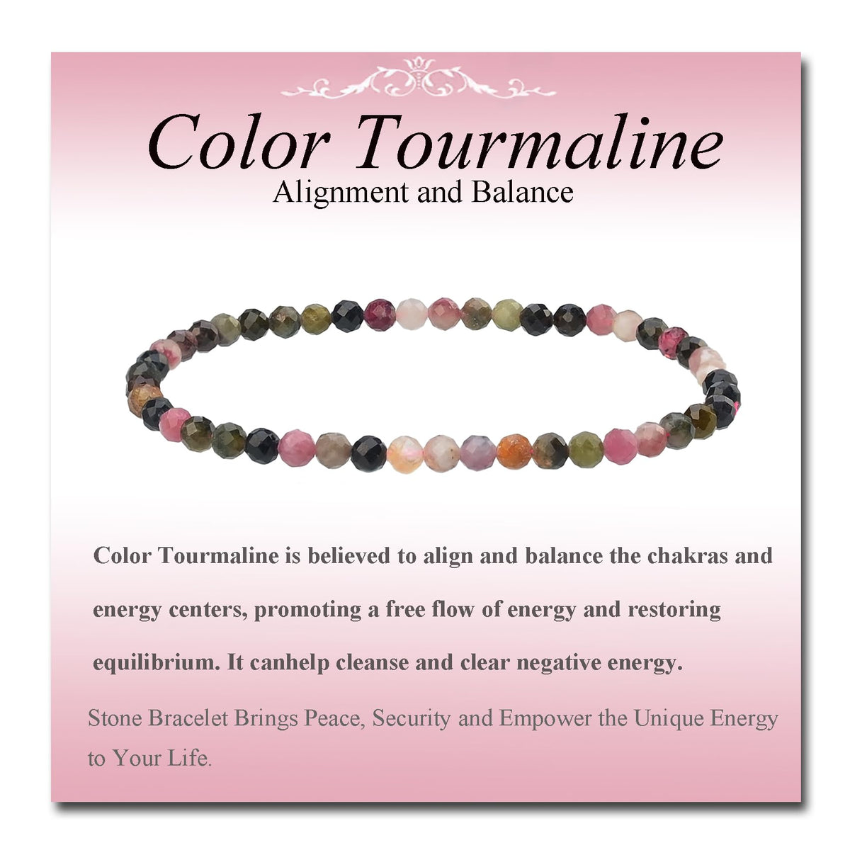 MASSIVE BEADS Natural Genuine Gemstone Beads Healing Crystal Chakra Reiki Jewelry Faceted Round Beads Bracelets (Color Tourmaline A, 3mm)