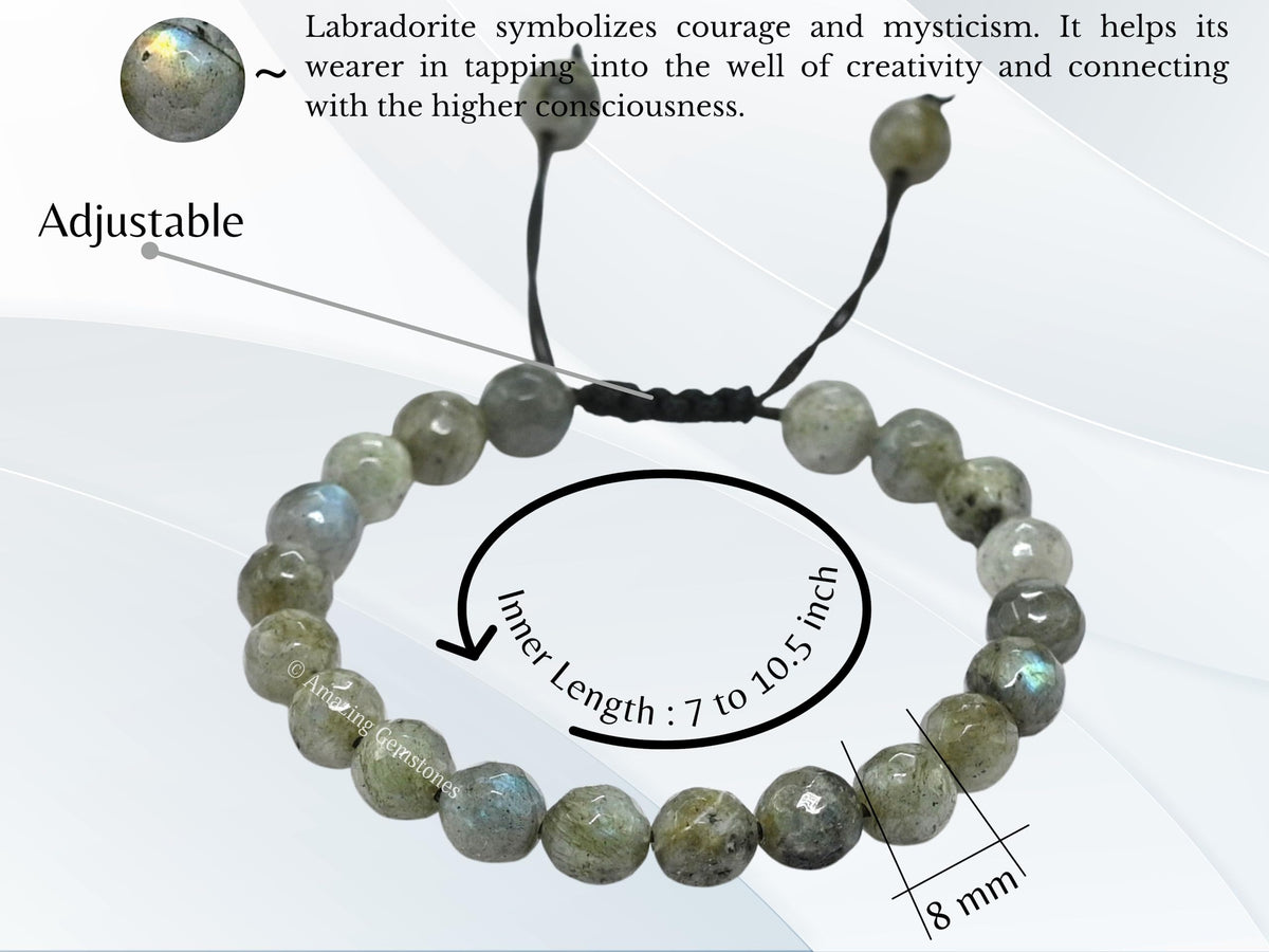 Amazing Gemstone Labradorite Bracelet for Women - Chakra Mens Bracelet Protection Crystals and Healing Stones - Blessing Bracelet Spiritual Meditation Gift Christmas Stocking