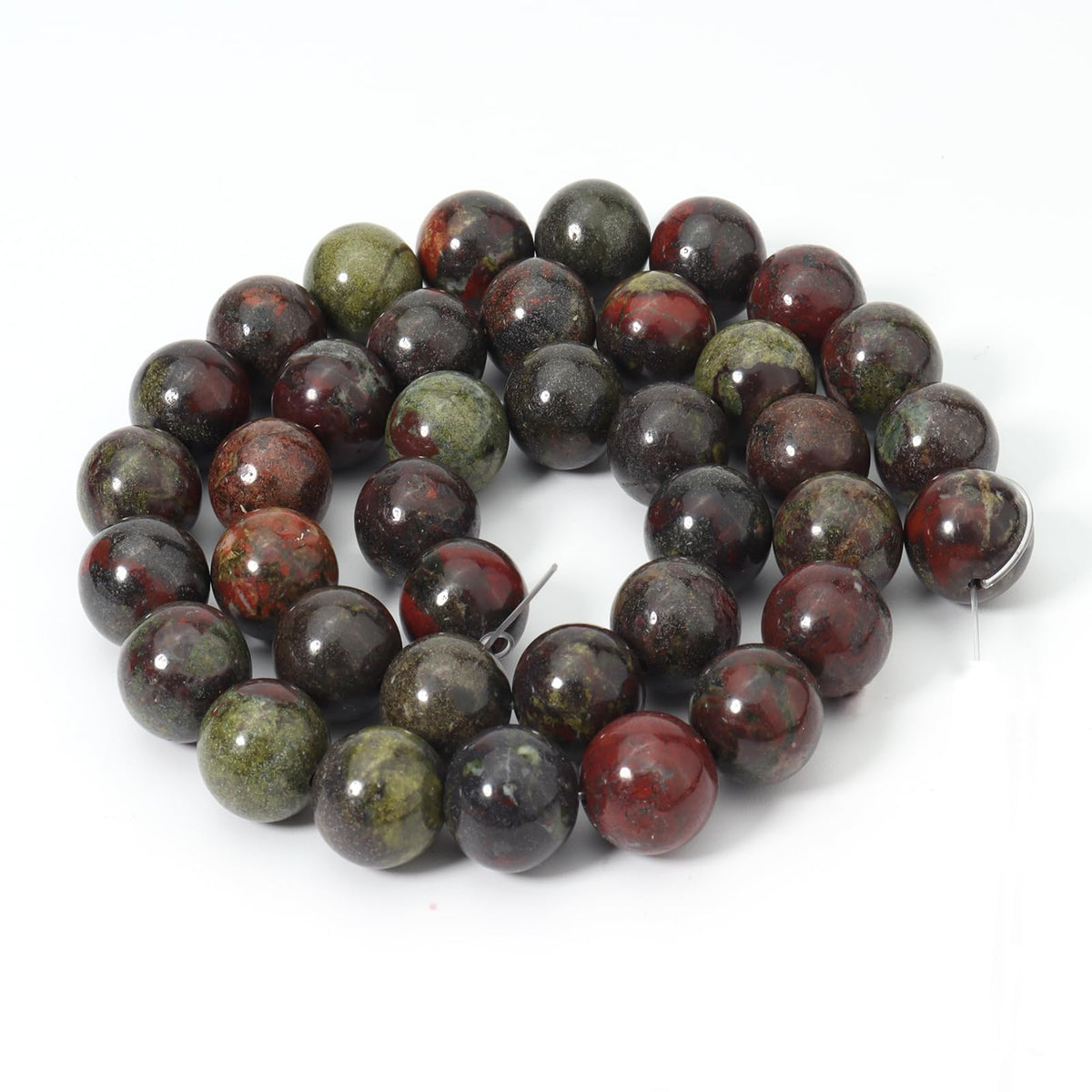 Siomia 45pcs 8mm Natural Dragon Blood Stone Gemstone Beads Energy Healing Crystal Round Loose Stone Beads for Jewelry Making, DIY Bracelets Necklaces