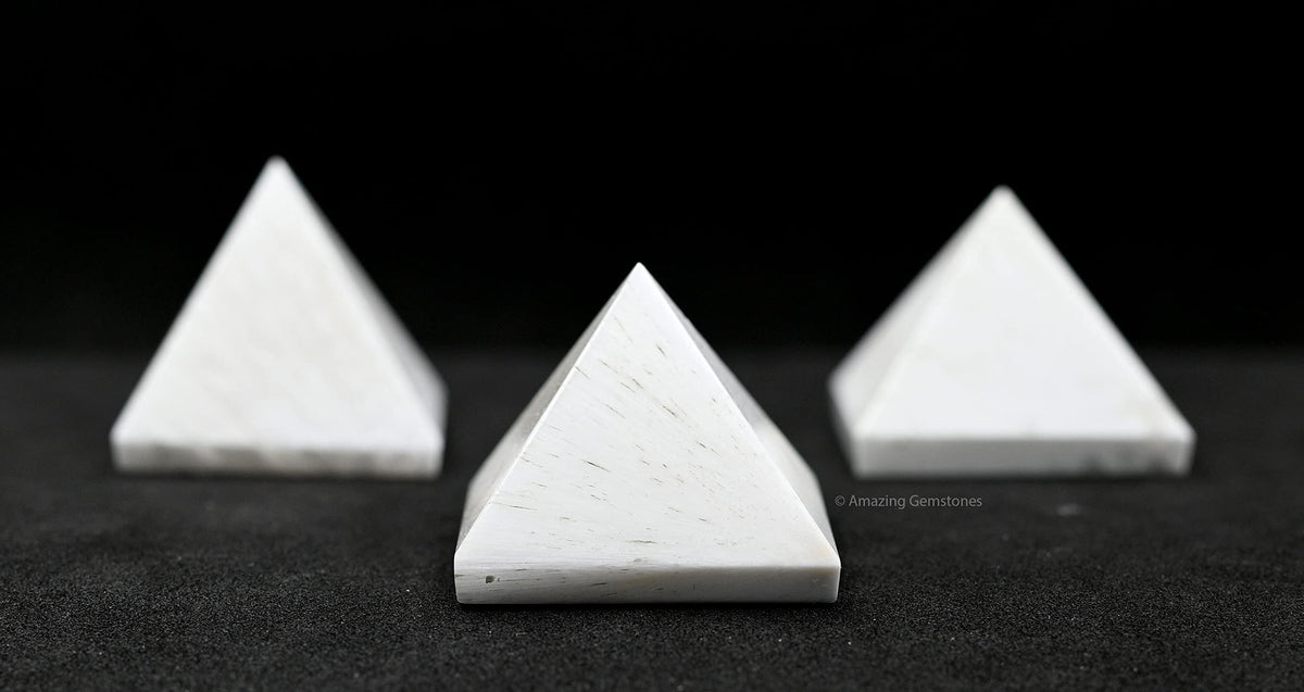 Amazing Gemstone Scolecite Pyramid Crystal Healing Stones - 1" Great Pyramid Figurine of Natural Stone Pyramid for Meditation, Reiki, Chakra Balancing and Crystal Pyramids Grid