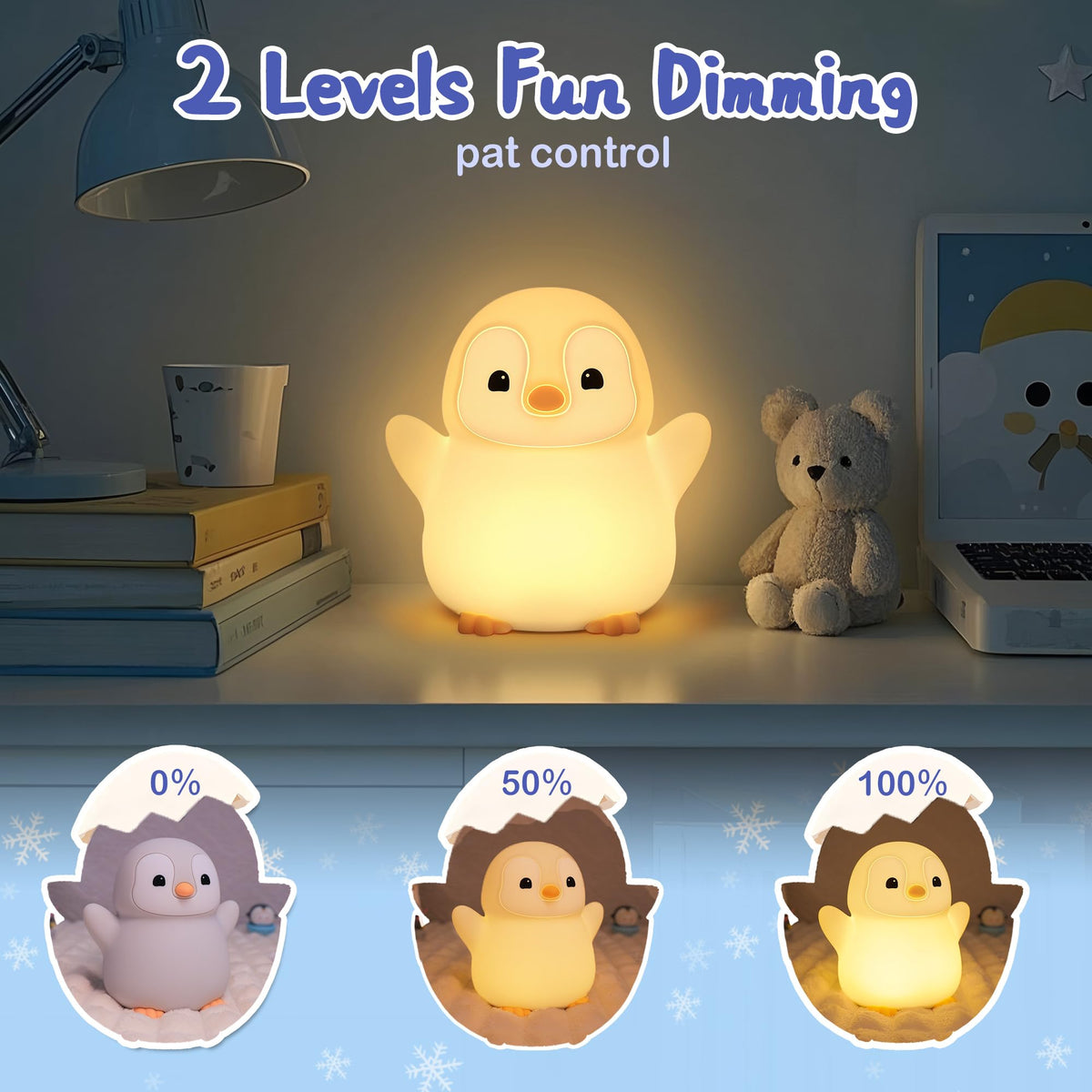 YuanDian Penguin Night Light, Cute Animal Themed Gifts for Adults and Teens. Decorate Bedrooms with Silicone Penguin Toy Nightlights, Christmas Birthday Gift for All