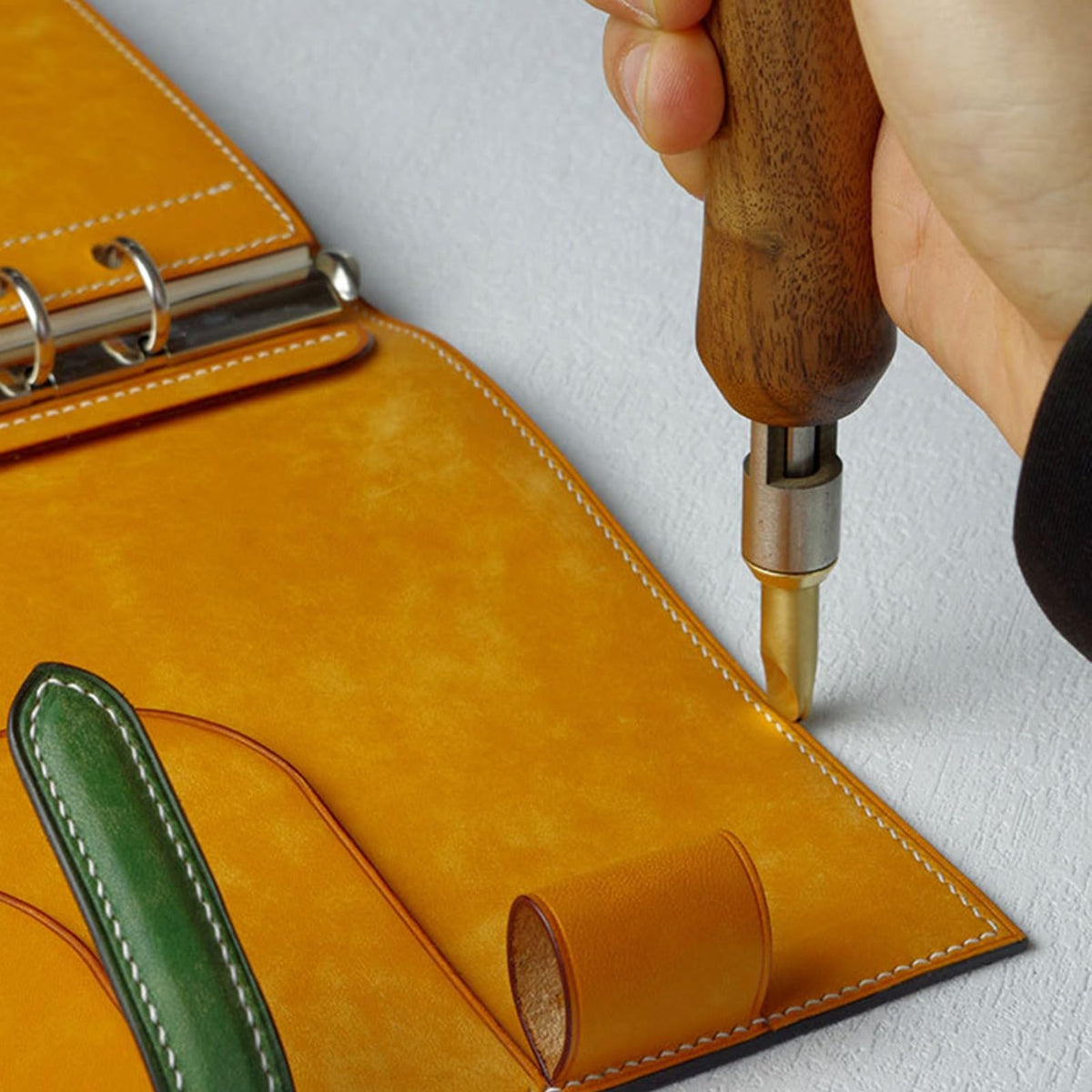 Refining the Details/Digital Craft Tool/Skiving Machine/Electric Leather Edge Creaser with 14 Heads for Creative Study and Advanced Hide Material Processing Task(Two)