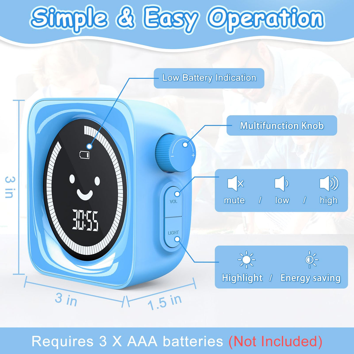 Visual Timer for Kids, 99 Minute Digital Cute Kids Visual Timer Classroom Timer for Homeschool Supplies Study Teaching Time Management Tool Countdown Timer