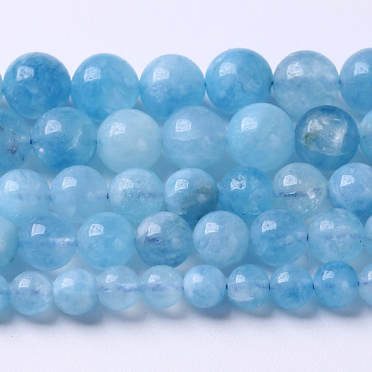 180pcs 4MM Blue Aquamarine Jade Natural Stone Beads Round Loose Crystal Energy Beads for Jewelry Making DIY Bracelet Necklace 2 Strands 32"