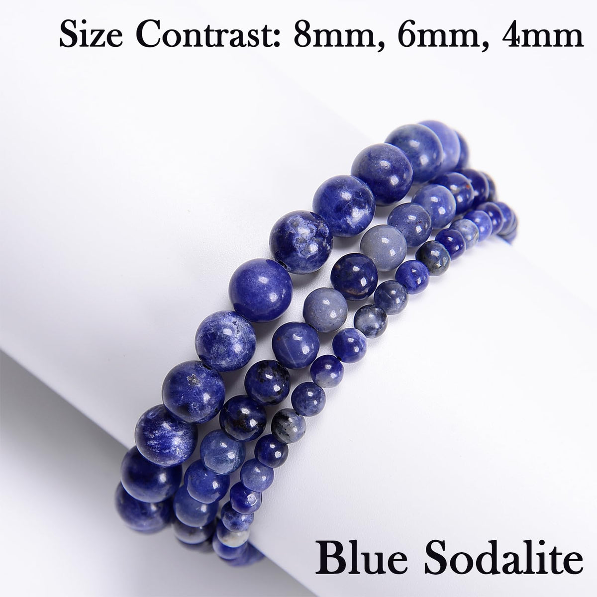 CHCCOYE 4mm Handmade Adjustable Natural Gemstone Crystal Bracelet Healing Power Energy Inspirational Gifts with Card for Unisex (Blue Sodalite)