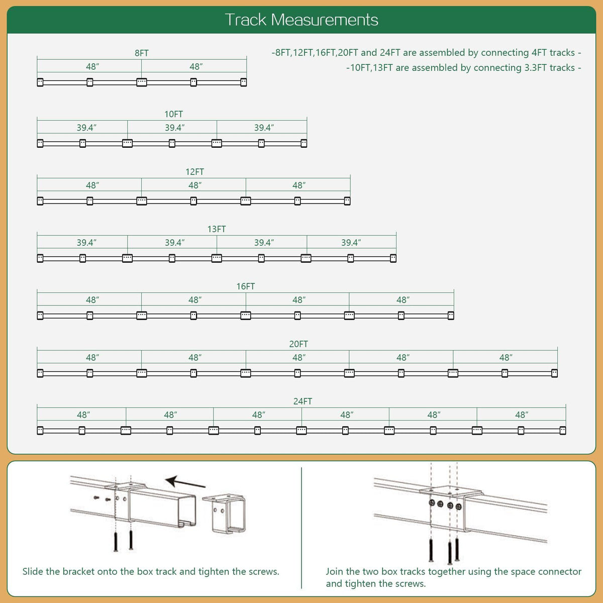 DIYHD 16FT Ceiling Mount Outdoor Double Sliding Barn Door Hardware,Heavy Duty Box Track Kit for Exterior Use,Max Load 300lbs,Fit 2 X48 in Doors (Hardware Only,No Door)