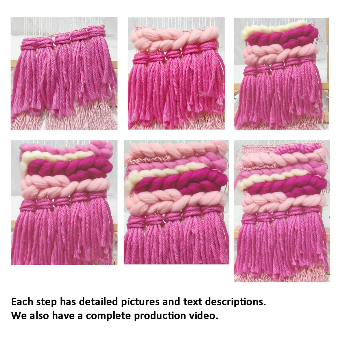 Weaving Loom for Beginners and 1 Set of Weaving Works Complete Yarn Kit with Detailed Friendly Instructions, Parents and Children in The Holiday Experience Weaving Brings Fun Pink