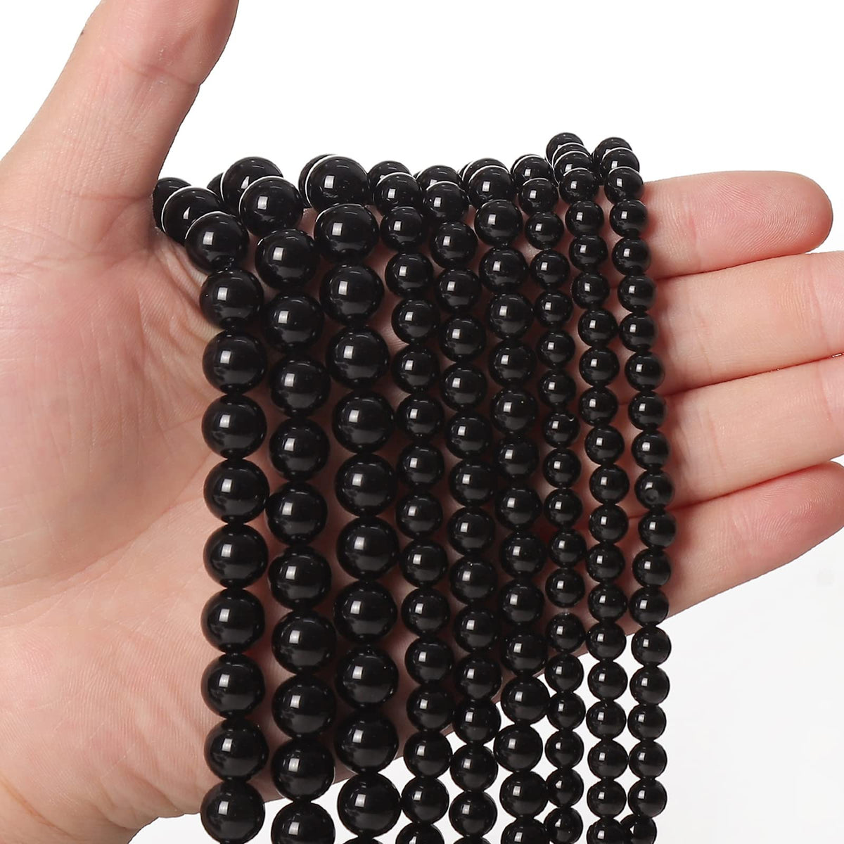 60pcs 6mm Natural Black Onyx Agate Gemstone Beads Energy Healing Crystal Round Loose Stone Beads for Jewelry Making, DIY Bracelets Necklaces